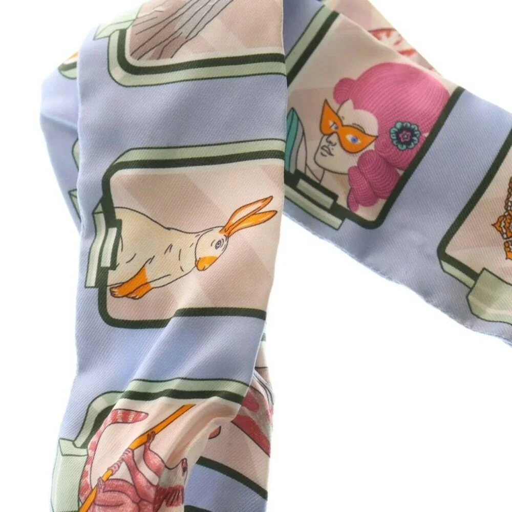 Hermes Twilly Story Silk Scarf Blue Multi Blue-multi - Picture 2 of 6